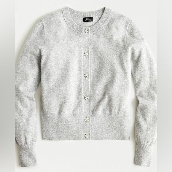 J. Crew Sweaters - J. Crew Jewel Button 100% Cashmere Gray Cardigan